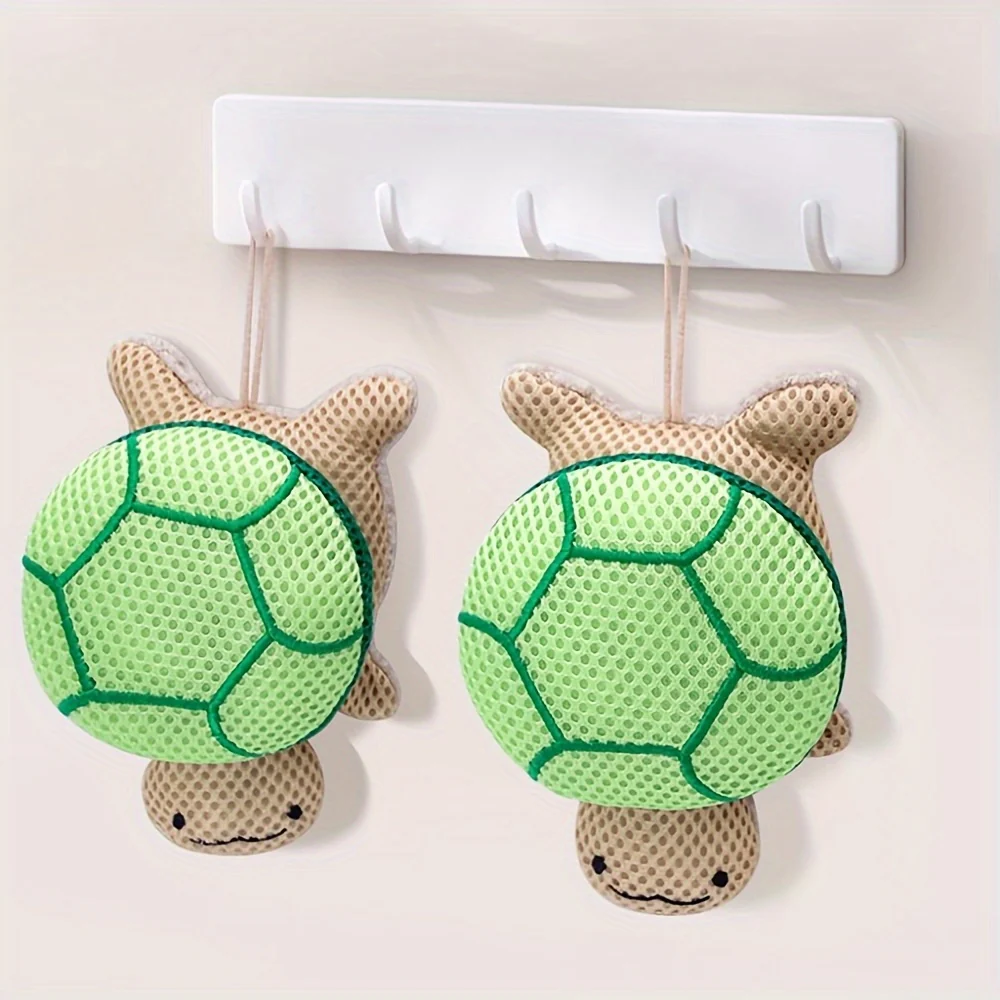 4 Pack Double-Sided Turtle Bath Ball Cute Shower Ball Light Beige Cleaning Body Exfoliating Bath Ball Reusable Bathing Tool Bathroom Accessories